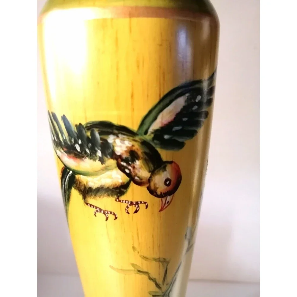 Vintage Hand Painted Birds Oriental Ceramic Home Decor Candle Holder 12